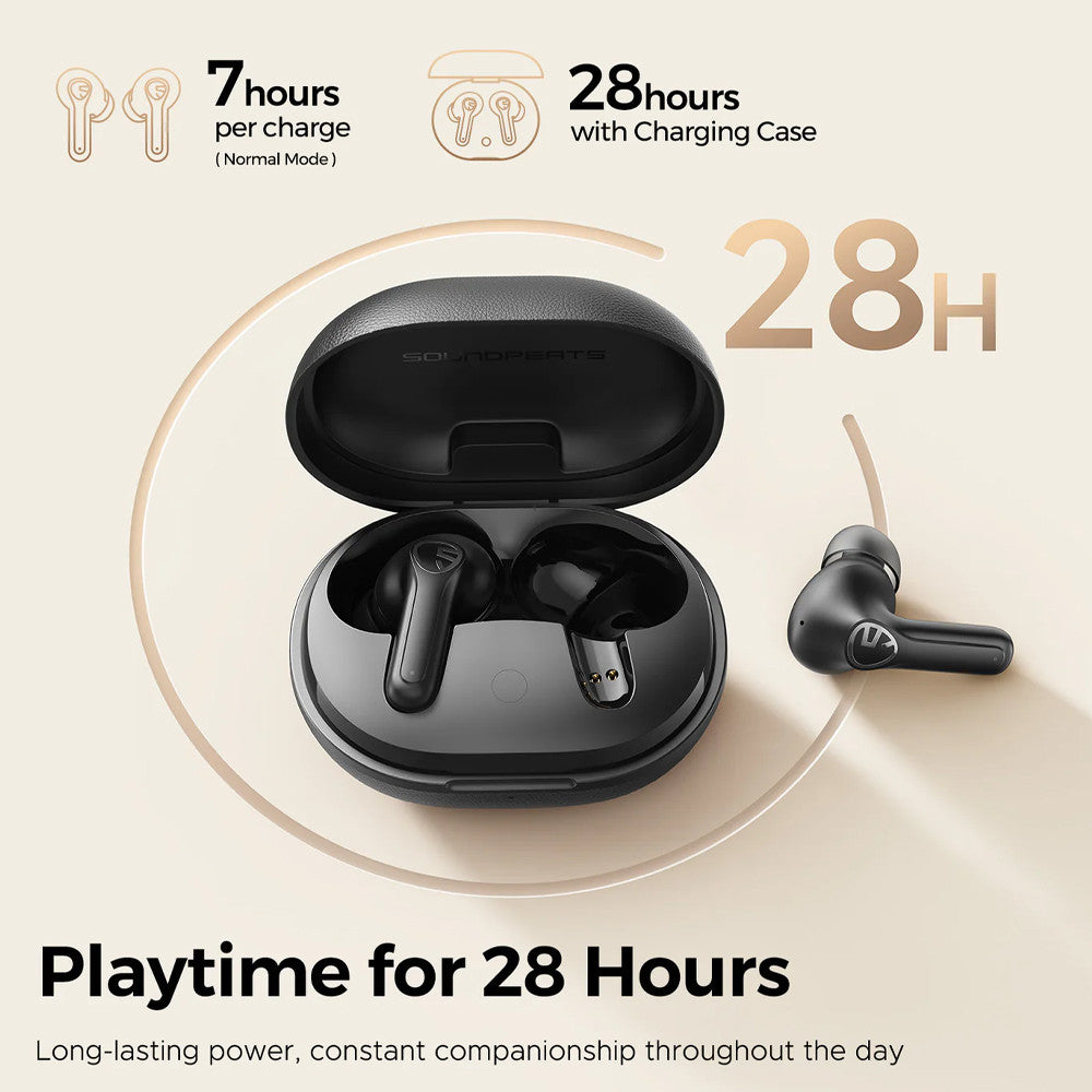 SoundPEATS T3 Pro ANC TWS Earbuds Bluetooth 5.4 Active Noise Cancelling Spatial Sound 28Hrs - T3 PRO BLACK