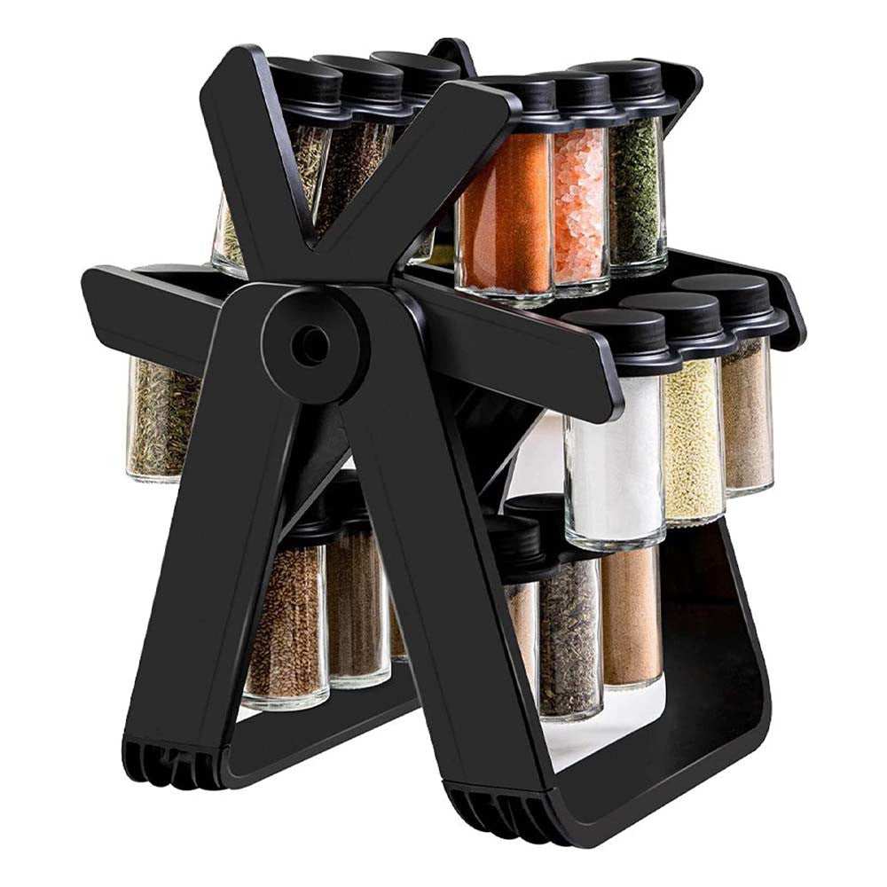 Rotating Spice Rack Organizer Revolving Seasoning Storage Stand for Kitchen Countertop with 18 Jars