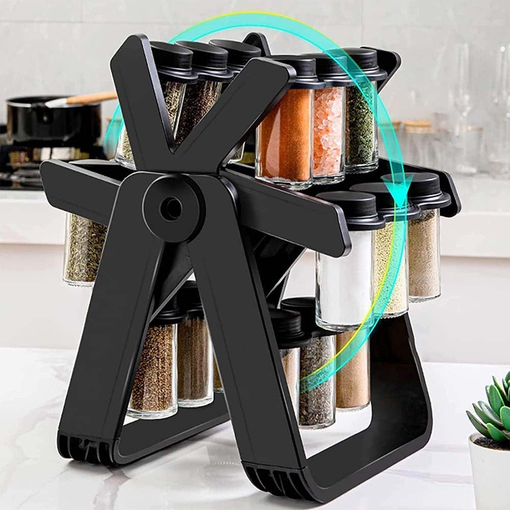 Rotating Spice Rack Organizer Revolving Seasoning Storage Stand for Kitchen Countertop with 18 Jars